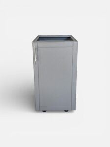 Single door cabinet with shelf for outdoor storage